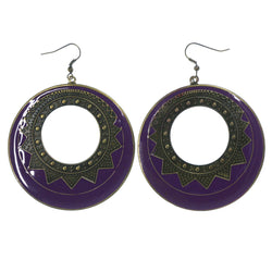 Antique Dangle-Earrings Purple & Gold-Tone Colored #LQE1482