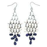 Ombre Fade Chandelier-Earrings With Bead Accents Clear & Blue Colored #LQE1489