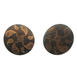 Paisley Stud-Earrings Brown & Silver-Tone Colored #LQE1497