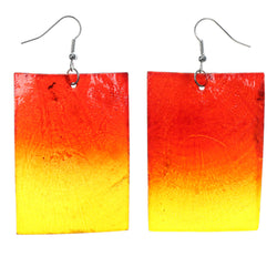 Shell Dangle-Earrings Red & Orange Colored #LQE1501