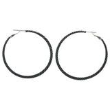 Black & Silver-Tone Colored Metal Hoop-Earrings #LQE1508