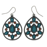 Silver-Tone & Multi Colored Metal Dangle-Earrings With Bead Accents #LQE1515
