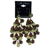 Gold-Tone & Bronze-Tone Colored Metal Chandelier-Earrings With Crystal Accents #LQE1522