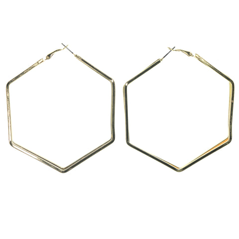 Gold-Tone & Peach Colored Metal Hoop-Earrings #LQE1523