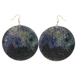 Silver-Tone & Blue Colored Metal Dangle-Earrings #LQE1525