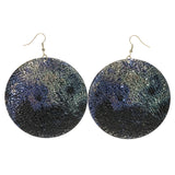 Silver-Tone & Blue Colored Metal Dangle-Earrings #LQE1525