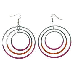 Silver-Tone & Multi Colored Metal Dangle-Earrings #LQE1528