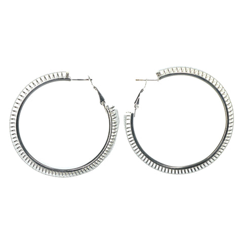 Wire Wrap Glittered Sparkly Hoop-Earrings Silver-Tone Color  #LQE1529