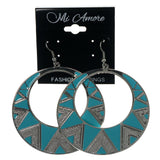 Silver-Tone & Blue Colored Metal Dangle-Earrings #LQE1530