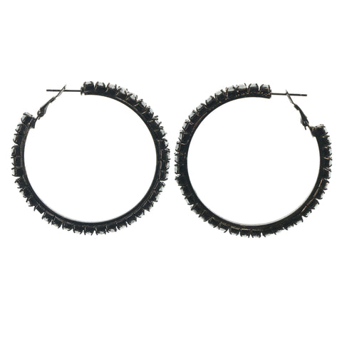 Silver-Tone Metal Hoop-Earrings With Crystal Accents #LQE1531