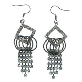 Silver-Tone Metal Dangle-Earrings With Crystal Accents #LQE1535