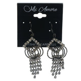 Silver-Tone Metal Dangle-Earrings With Crystal Accents #LQE1535