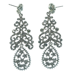 Silver-Tone Metal Dangle-Earrings With Crystal Accents #LQE1536