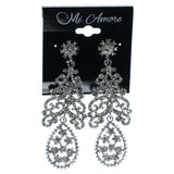 Silver-Tone Metal Dangle-Earrings With Crystal Accents #LQE1536