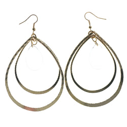 Gold-Tone Metal Dangle-Earrings With Crystal Accents #LQE1537