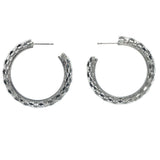 Silver-Tone Metal Hoop-Earrings #LQE1548