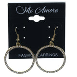 Gold-Tone & Silver-Tone Colored Metal Dangle-Earrings With Crystal Accents #LQE1555