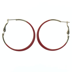 Pink & Gold-Tone Colored Metal Hoop-Earrings #LQE1560
