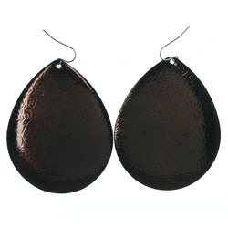 Brown & Silver-Tone Colored Metal Dangle-Earrings #LQE1569