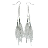 Silver-Tone Metal Dangle-Earrings With Bead Accents #LQE1580