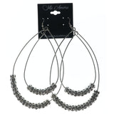 Silver-Tone Metal Dangle-Earrings With Bead Accents #LQE1583