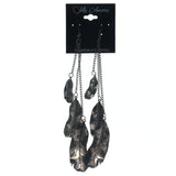 Feather Drop-Dangle-Earrings Silver-Tone Color  #LQE1585