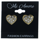 Heart Stud-Earrings With Crystal Accents Gold-Tone & Silver-Tone Colored #LQE1593