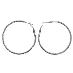 Silver-Tone Metal Hoop-Earrings #LQE1596