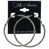 Silver-Tone Metal Hoop-Earrings #LQE1596