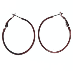 Red & Silver-Tone Colored Metal Hoop-Earrings #LQE1597
