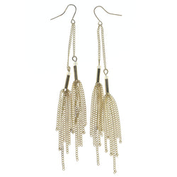 Gold-Tone Metal Drop-Dangle-Earrings With Bead Accents #LQE1599