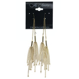 Gold-Tone Metal Drop-Dangle-Earrings With Bead Accents #LQE1599