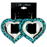 Heart Dangle-Earrings Blue & Silver-Tone Colored #LQE166