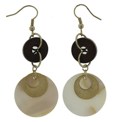 Gold-Tone & Brown Colored Metal Dangle-Earrings #LQE169