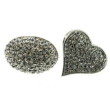 Heart Stud-Earrings With Crystal Accents  Silver-Tone Color #LQE194