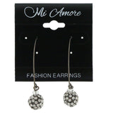Black & Silver-Tone Colored Metal Drop-Dangle-Earrings With Crystal Accents #LQE196