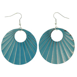 Silver-Tone & Blue Colored Metal Dangle-Earrings #LQE200