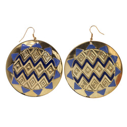 Blue & Gold-Tone Colored Metal Dangle-Earrings #LQE2204