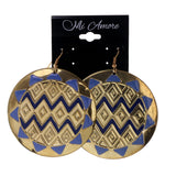 Blue & Gold-Tone Colored Metal Dangle-Earrings #LQE2204