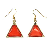 Red & Gold-Tone Colored Metal Dangle-Earrings With Crystal Accents #LQE2210