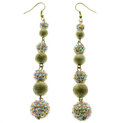 Gold-Tone & Multi Colored Metal Dangle-Earrings With Crystal Accents #LQE244