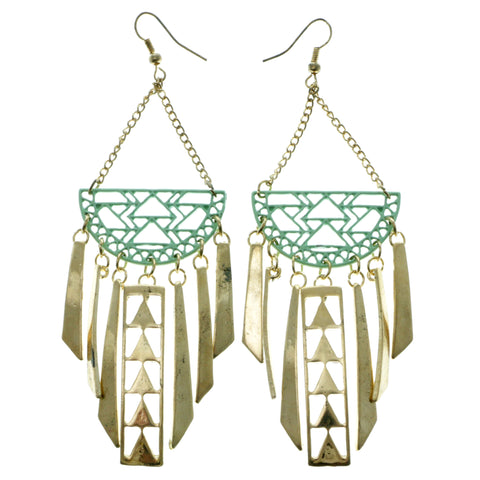 Gold-Tone & Multi Colored Metal Dangle-Earrings #LQE245