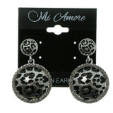 Silver-Tone & Black Colored Metal Dangle-Earrings #LQE286