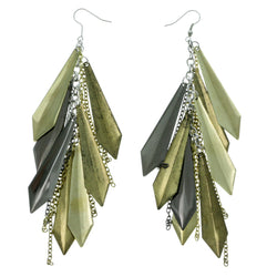 Silver-Tone & Multi Colored Metal Dangle-Earrings #LQE291