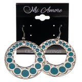 Silver-Tone & Blue Colored Metal Dangle-Earrings #LQE2920