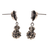 Dangle-Earrings Black & Silver-Tone Metal W/ Crystal Accents #LQE2926