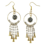 Gold-Tone & Silver-Tone Metal Dangle-Earrings Crystal Accents #LQE2931