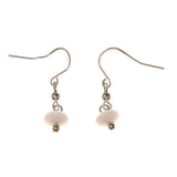 Silver-Tone & White Dangle-Earrings With Bead Accents #LQE2932