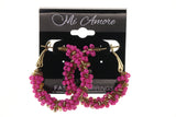 Pink & Gold-Tone Metal Hoop-Earrings With Bead Accents #LQE2935