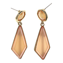 Gold-Tone & Peach Colored Metal Drop-Dangle-Earrings #LQE2938